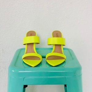 SCHUTZ Neon Yellow Open-Toe Wedge Sandals